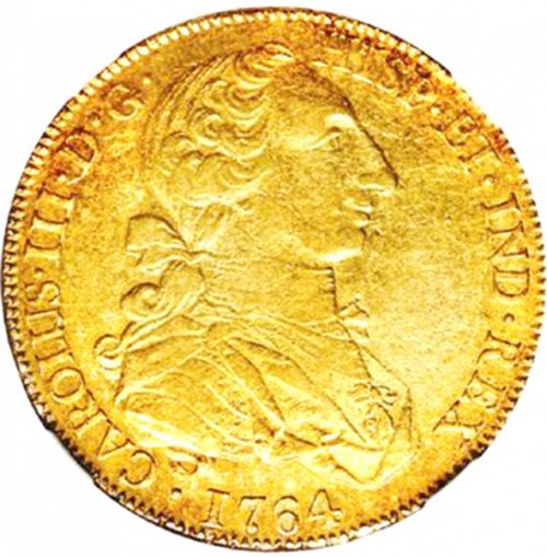 8 Escudos Obverse Image minted in SPAIN in 1764MF (1759-88  -  CARLOS III)  - The Coin Database