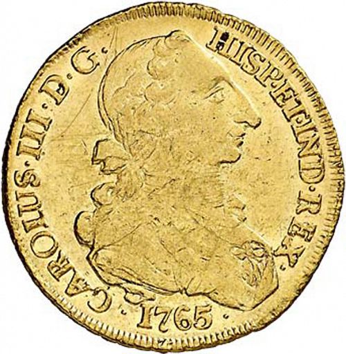 8 Escudos Obverse Image minted in SPAIN in 1765J (1759-88  -  CARLOS III)  - The Coin Database