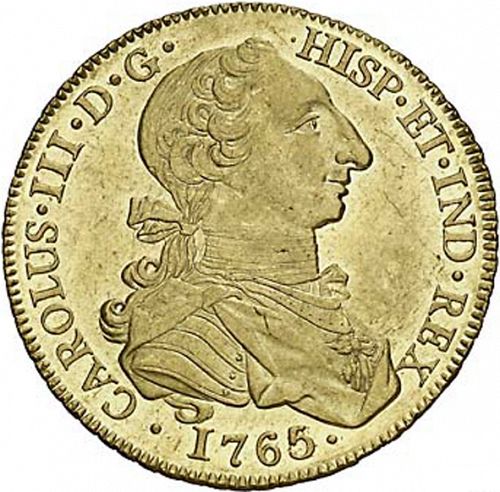 8 Escudos Obverse Image minted in SPAIN in 1765MM (1759-88  -  CARLOS III)  - The Coin Database
