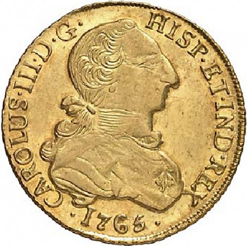 8 Escudos Obverse Image minted in SPAIN in 1765 (1759-88  -  CARLOS III)  - The Coin Database