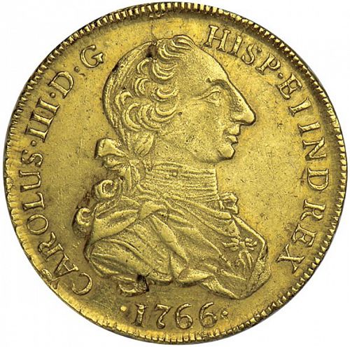 8 Escudos Obverse Image minted in SPAIN in 1766JM (1759-88  -  CARLOS III)  - The Coin Database