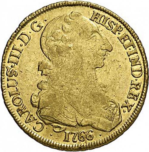 8 Escudos Obverse Image minted in SPAIN in 1766J (1759-88  -  CARLOS III)  - The Coin Database