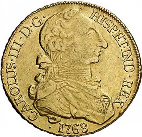 8 Escudos Obverse Image minted in SPAIN in 1767A (1759-88  -  CARLOS III)  - The Coin Database