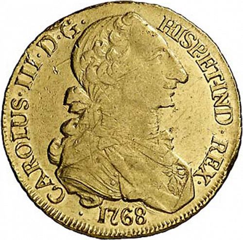 8 Escudos Obverse Image minted in SPAIN in 1768A (1759-88  -  CARLOS III)  - The Coin Database