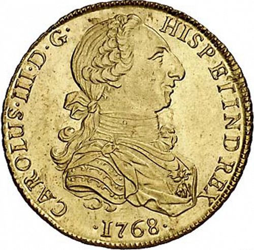 8 Escudos Obverse Image minted in SPAIN in 1768JM (1759-88  -  CARLOS III)  - The Coin Database