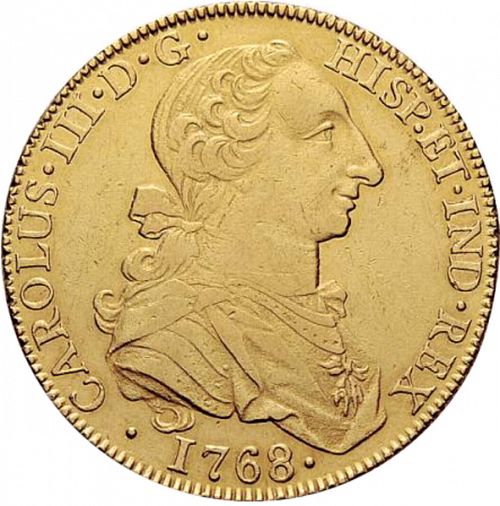 8 Escudos Obverse Image minted in SPAIN in 1768MF (1759-88  -  CARLOS III)  - The Coin Database