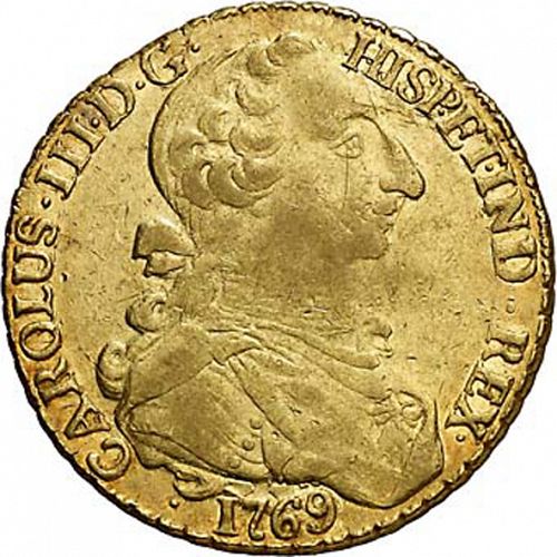 8 Escudos Obverse Image minted in SPAIN in 1769A (1759-88  -  CARLOS III)  - The Coin Database