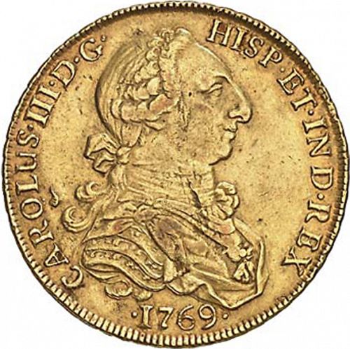 8 Escudos Obverse Image minted in SPAIN in 1769JM (1759-88  -  CARLOS III)  - The Coin Database