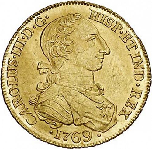8 Escudos Obverse Image minted in SPAIN in 1769JV (1759-88  -  CARLOS III)  - The Coin Database