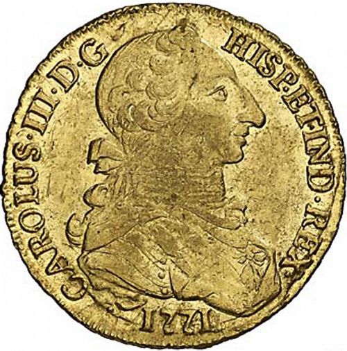 8 Escudos Obverse Image minted in SPAIN in 1771A (1759-88  -  CARLOS III)  - The Coin Database