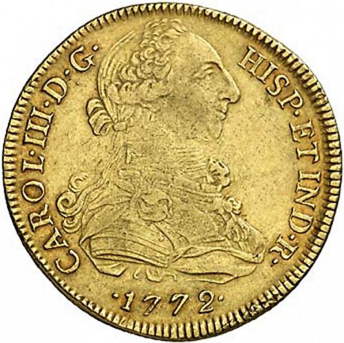 8 Escudos Obverse Image minted in SPAIN in 1772JM (1759-88  -  CARLOS III)  - The Coin Database