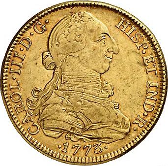 8 Escudos Obverse Image minted in SPAIN in 1773FM (1759-88  -  CARLOS III)  - The Coin Database