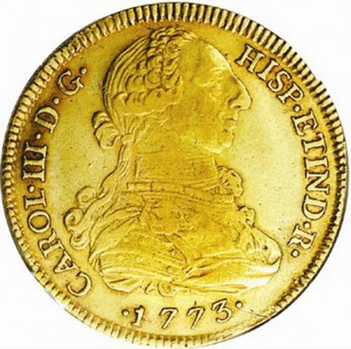 8 Escudos Obverse Image minted in SPAIN in 1773JM (1759-88  -  CARLOS III)  - The Coin Database