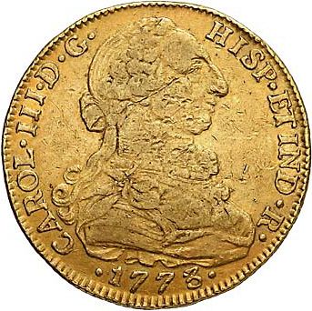 8 Escudos Obverse Image minted in SPAIN in 1773VJ (1759-88  -  CARLOS III)  - The Coin Database