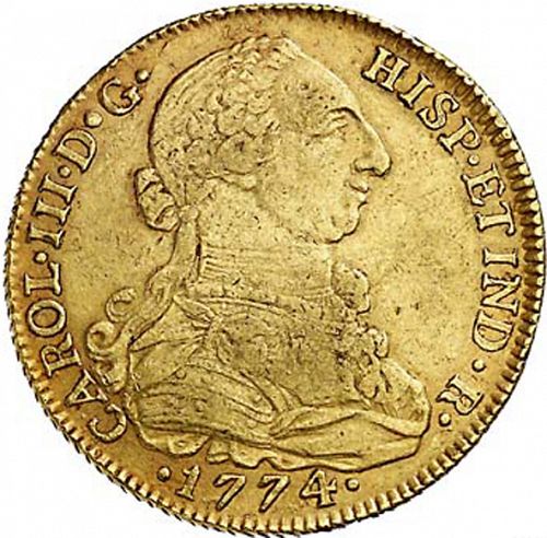 8 Escudos Obverse Image minted in SPAIN in 1774VJ (1759-88  -  CARLOS III)  - The Coin Database