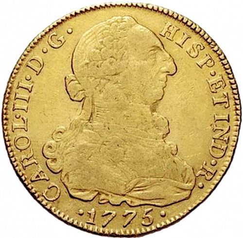 8 Escudos Obverse Image minted in SPAIN in 1775JJ (1759-88  -  CARLOS III)  - The Coin Database