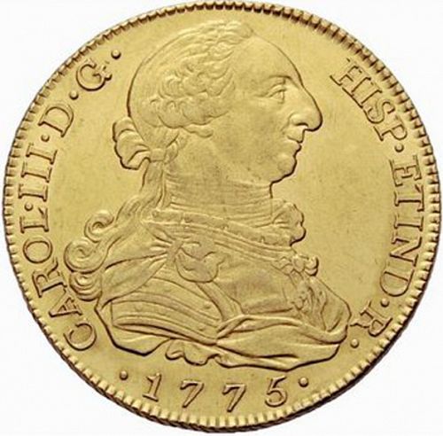 8 Escudos Obverse Image minted in SPAIN in 1775PJ (1759-88  -  CARLOS III)  - The Coin Database