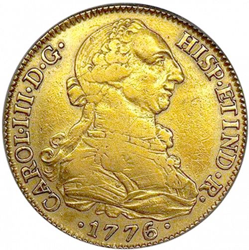 8 Escudos Obverse Image minted in SPAIN in 1776CF (1759-88  -  CARLOS III)  - The Coin Database