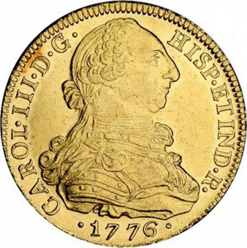 8 Escudos Obverse Image minted in SPAIN in 1776JS (1759-88  -  CARLOS III)  - The Coin Database