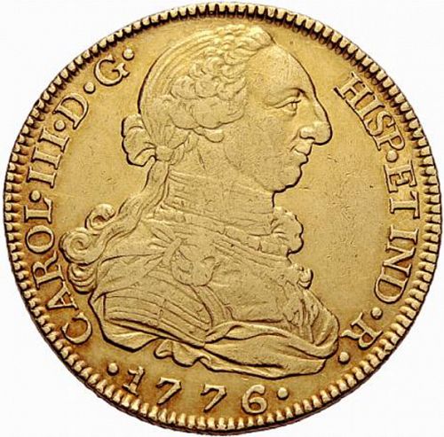 8 Escudos Obverse Image minted in SPAIN in 1776PJ (1759-88  -  CARLOS III)  - The Coin Database