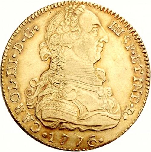 8 Escudos Obverse Image minted in SPAIN in 1776SF (1759-88  -  CARLOS III)  - The Coin Database