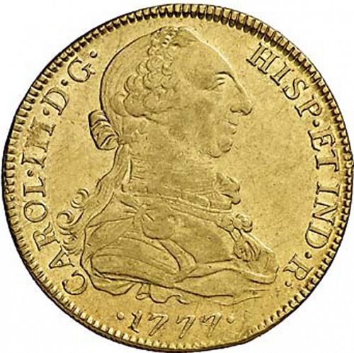 8 Escudos Obverse Image minted in SPAIN in 1777FM (1759-88  -  CARLOS III)  - The Coin Database
