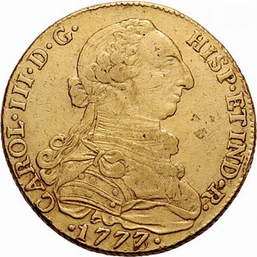8 Escudos Obverse Image minted in SPAIN in 1777JJ (1759-88  -  CARLOS III)  - The Coin Database