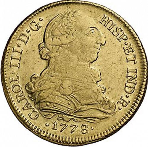 8 Escudos Obverse Image minted in SPAIN in 1778DA (1759-88  -  CARLOS III)  - The Coin Database