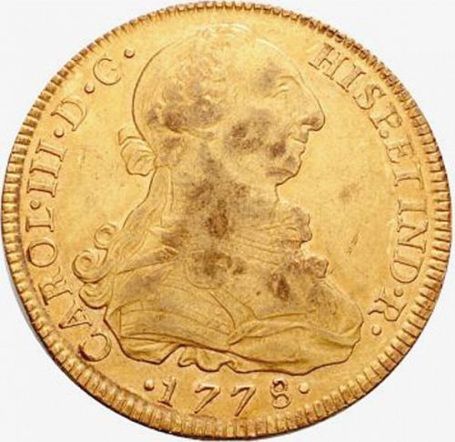 8 Escudos Obverse Image minted in SPAIN in 1778FF (1759-88  -  CARLOS III)  - The Coin Database