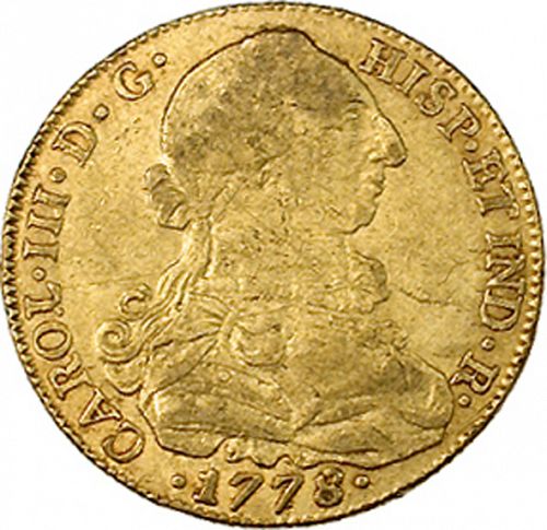 8 Escudos Obverse Image minted in SPAIN in 1778JJ (1759-88  -  CARLOS III)  - The Coin Database