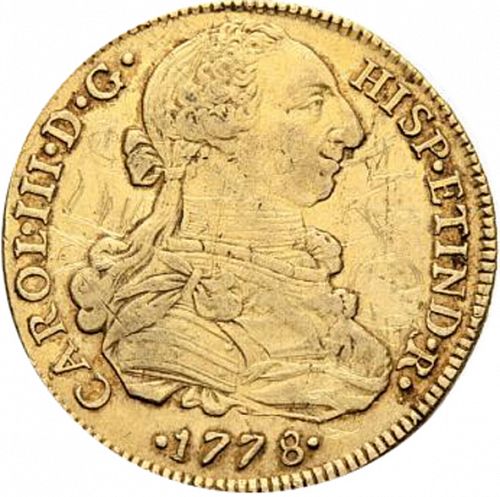 8 Escudos Obverse Image minted in SPAIN in 1778MJ (1759-88  -  CARLOS III)  - The Coin Database