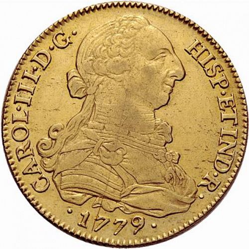 8 Escudos Obverse Image minted in SPAIN in 1779CF (1759-88  -  CARLOS III)  - The Coin Database