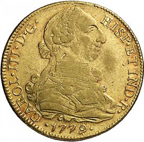 8 Escudos Obverse Image minted in SPAIN in 1779DA (1759-88  -  CARLOS III)  - The Coin Database