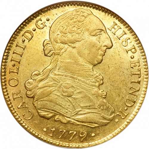 8 Escudos Obverse Image minted in SPAIN in 1779MJ (1759-88  -  CARLOS III)  - The Coin Database