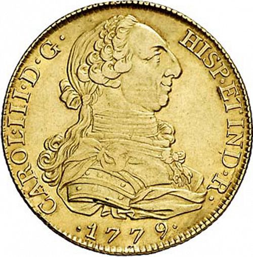 8 Escudos Obverse Image minted in SPAIN in 1779PJ (1759-88  -  CARLOS III)  - The Coin Database
