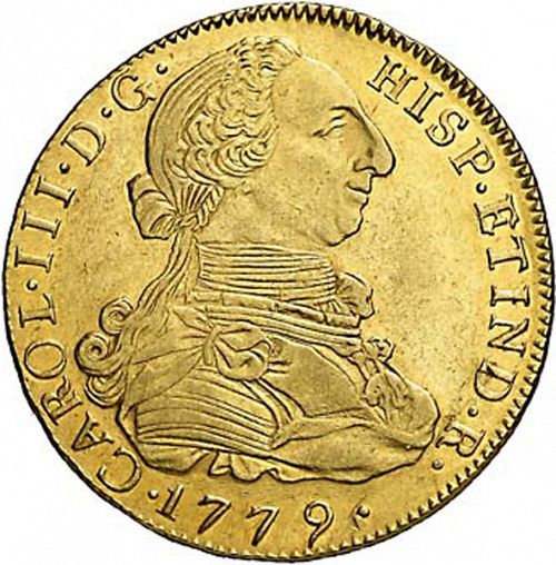 8 Escudos Obverse Image minted in SPAIN in 1779PR (1759-88  -  CARLOS III)  - The Coin Database