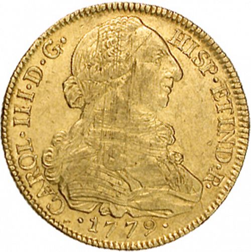 8 Escudos Obverse Image minted in SPAIN in 1779SF (1759-88  -  CARLOS III)  - The Coin Database