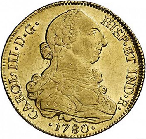 8 Escudos Obverse Image minted in SPAIN in 1780DA (1759-88  -  CARLOS III)  - The Coin Database