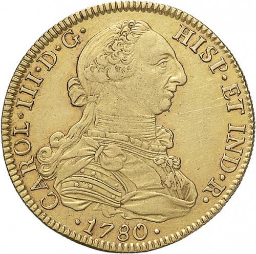 8 Escudos Obverse Image minted in SPAIN in 1780FF (1759-88  -  CARLOS III)  - The Coin Database