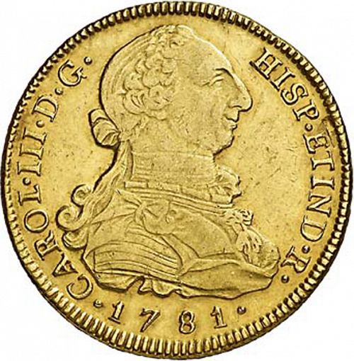 8 Escudos Obverse Image minted in SPAIN in 1781PR (1759-88  -  CARLOS III)  - The Coin Database