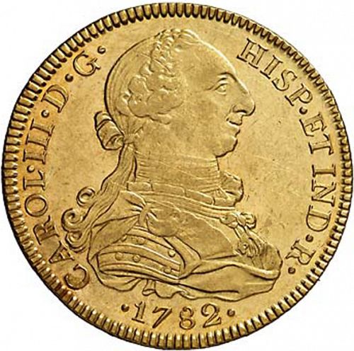 8 Escudos Obverse Image minted in SPAIN in 1782FF (1759-88  -  CARLOS III)  - The Coin Database