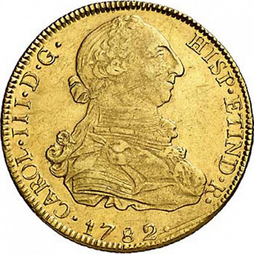 8 Escudos Obverse Image minted in SPAIN in 1782PR (1759-88  -  CARLOS III)  - The Coin Database