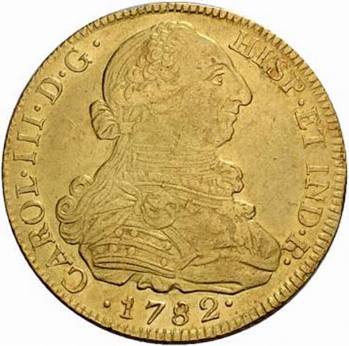 8 Escudos Obverse Image minted in SPAIN in 1782SF (1759-88  -  CARLOS III)  - The Coin Database