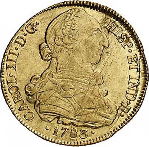 8 Escudos Obverse Image minted in SPAIN in 1783DA (1759-88  -  CARLOS III)  - The Coin Database