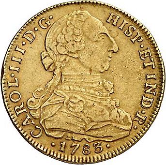 8 Escudos Obverse Image minted in SPAIN in 1783JJ (1759-88  -  CARLOS III)  - The Coin Database