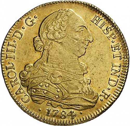 8 Escudos Obverse Image minted in SPAIN in 1784DA (1759-88  -  CARLOS III)  - The Coin Database