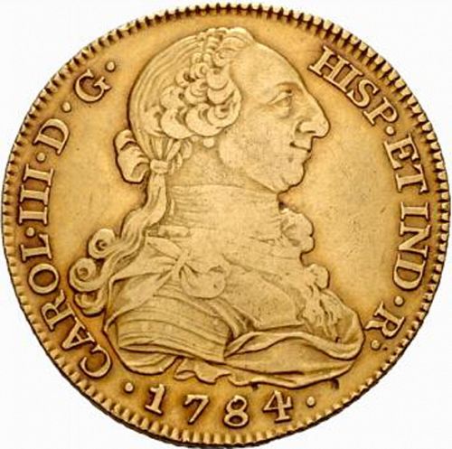 8 Escudos Obverse Image minted in SPAIN in 1784JD (1759-88  -  CARLOS III)  - The Coin Database