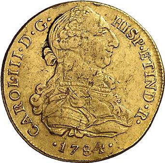 8 Escudos Obverse Image minted in SPAIN in 1784MI (1759-88  -  CARLOS III)  - The Coin Database