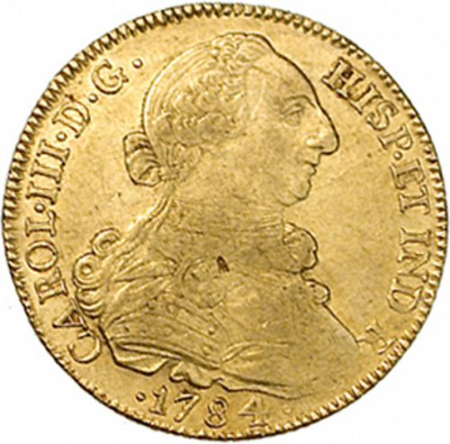 8 Escudos Obverse Image minted in SPAIN in 1784SF (1759-88  -  CARLOS III)  - The Coin Database