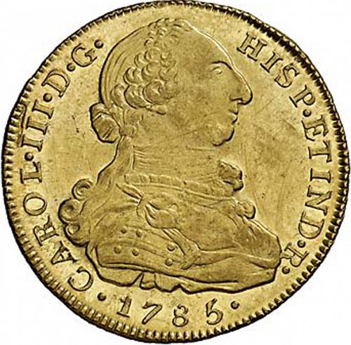 8 Escudos Obverse Image minted in SPAIN in 1785JJ (1759-88  -  CARLOS III)  - The Coin Database